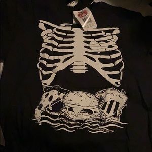 Halloween food and beer rib cage tee